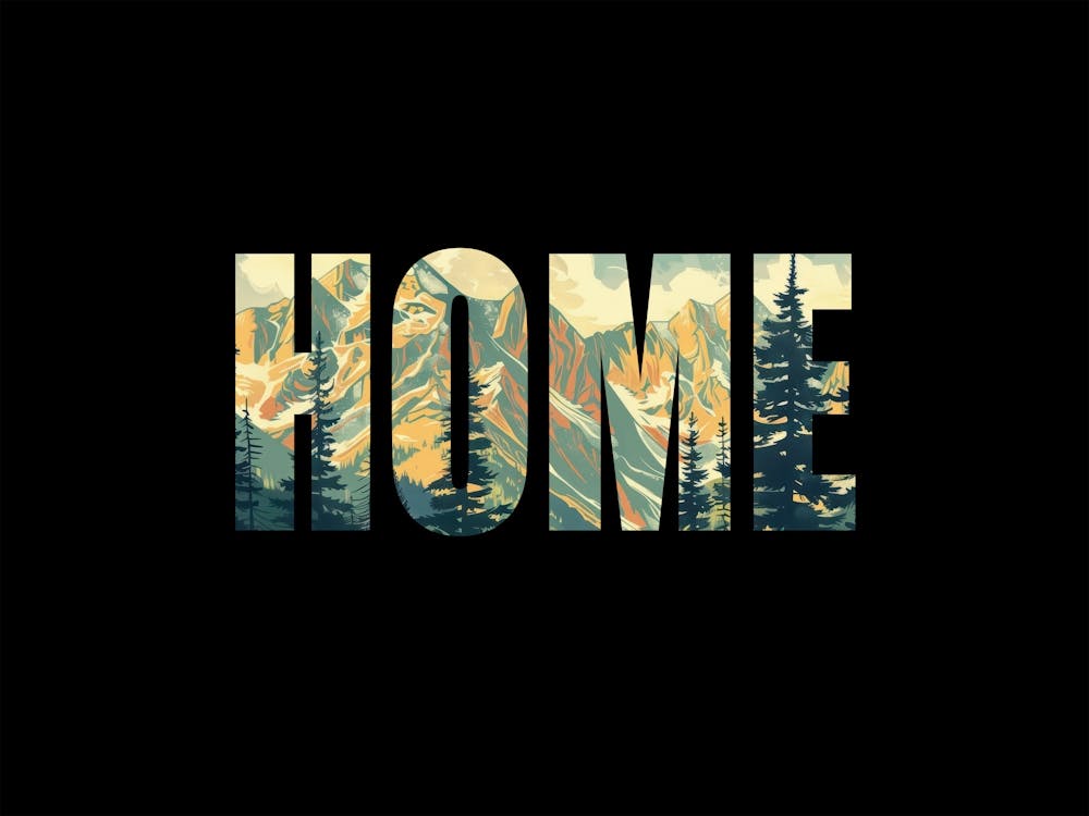 Home Poster Landscape Retro Illustration 5