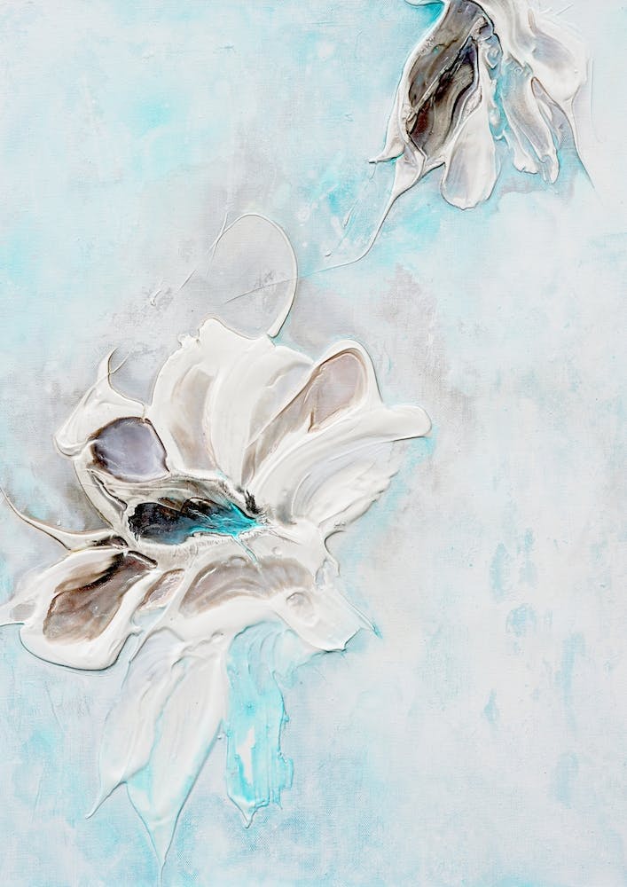 Aqua Teal Flower Painting 2