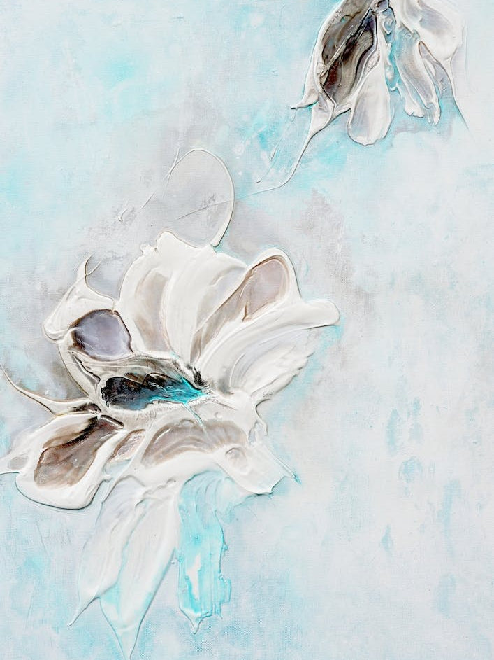 Aqua Teal Flower Painting 2