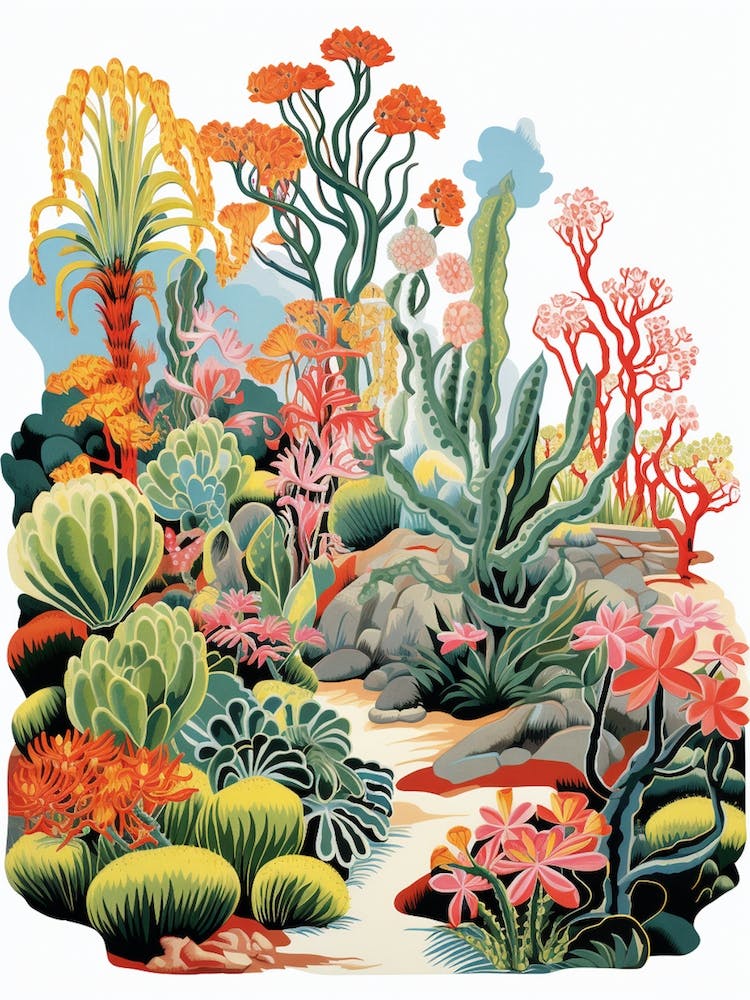 Huntington Desert Garden Usa Modern Illustration 1
