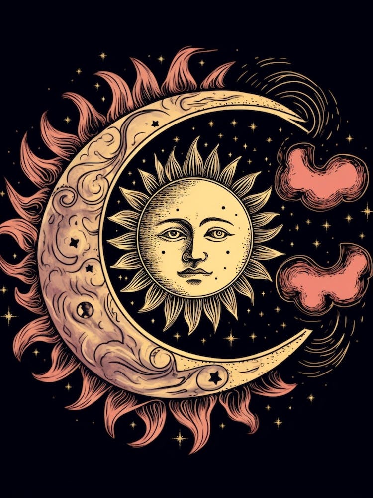 The Sun Moon Faces Celestial Art 3
