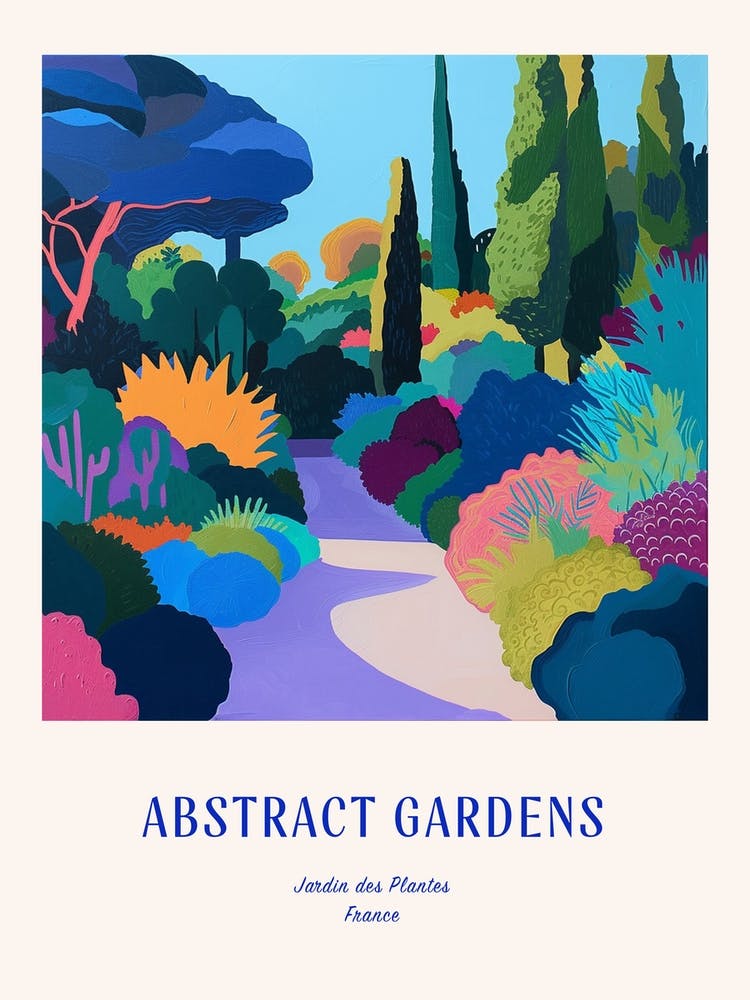 Colourful Gardens Jardin Des Plantes France 3 Blue Poster