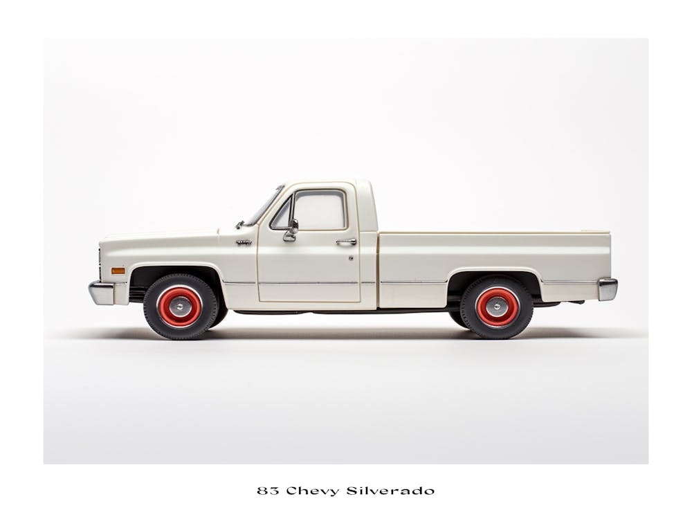 Toy Car 83 Chevy Silverado White Poster