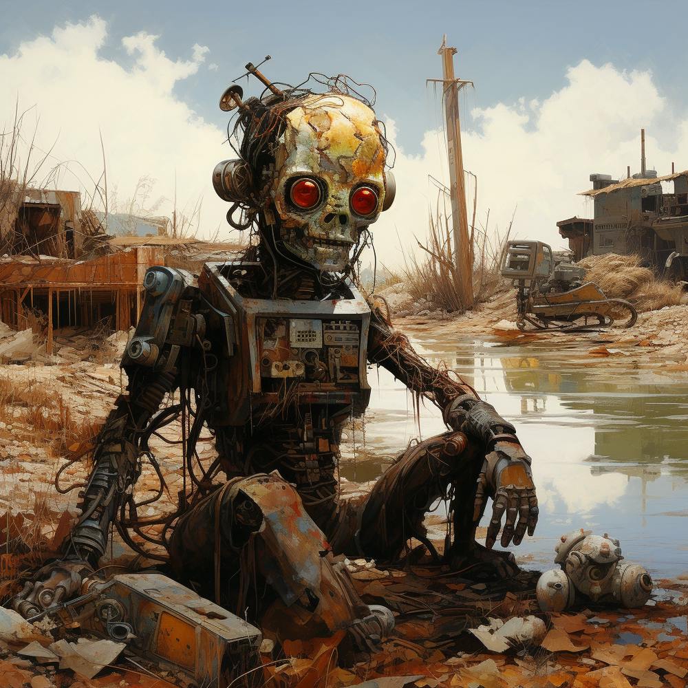robot in a post apocalyptic world