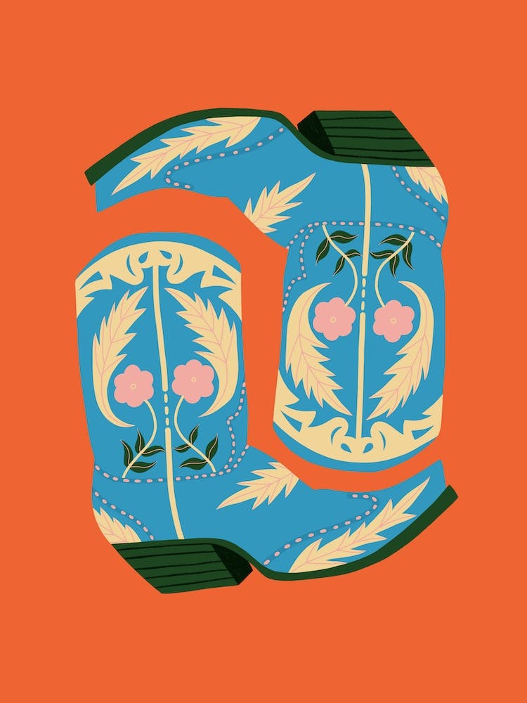 Fancy Boots In Blue And Orange