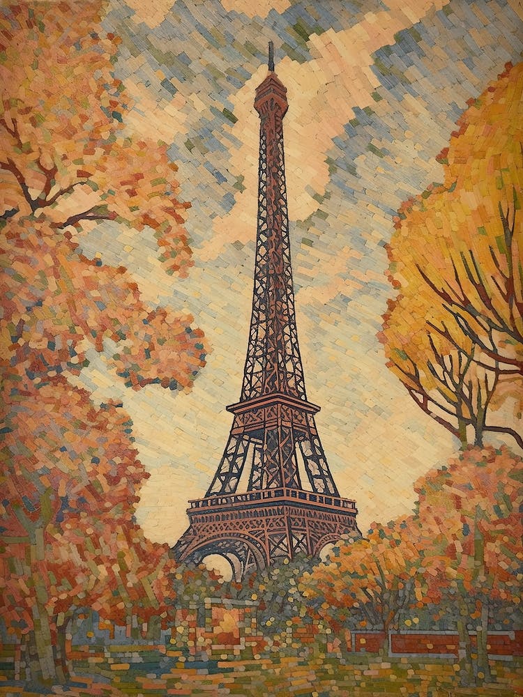 Eiffel Tower Paris France Paul Signac Style 16