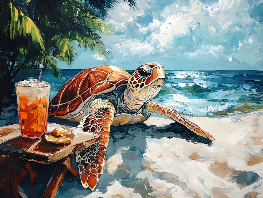 Sea Turtle At The Beach Bar 5
