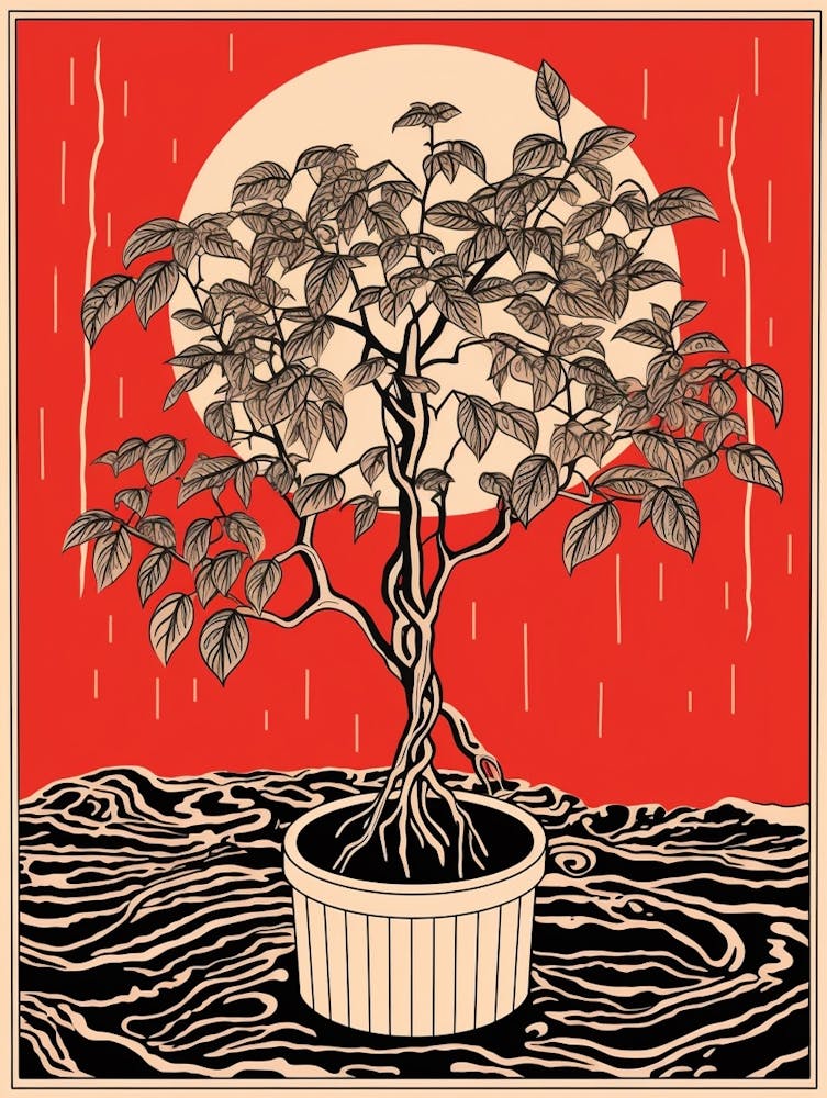 Pink And Red Plant Illustration Rubber Plant Ruby Ficus 3