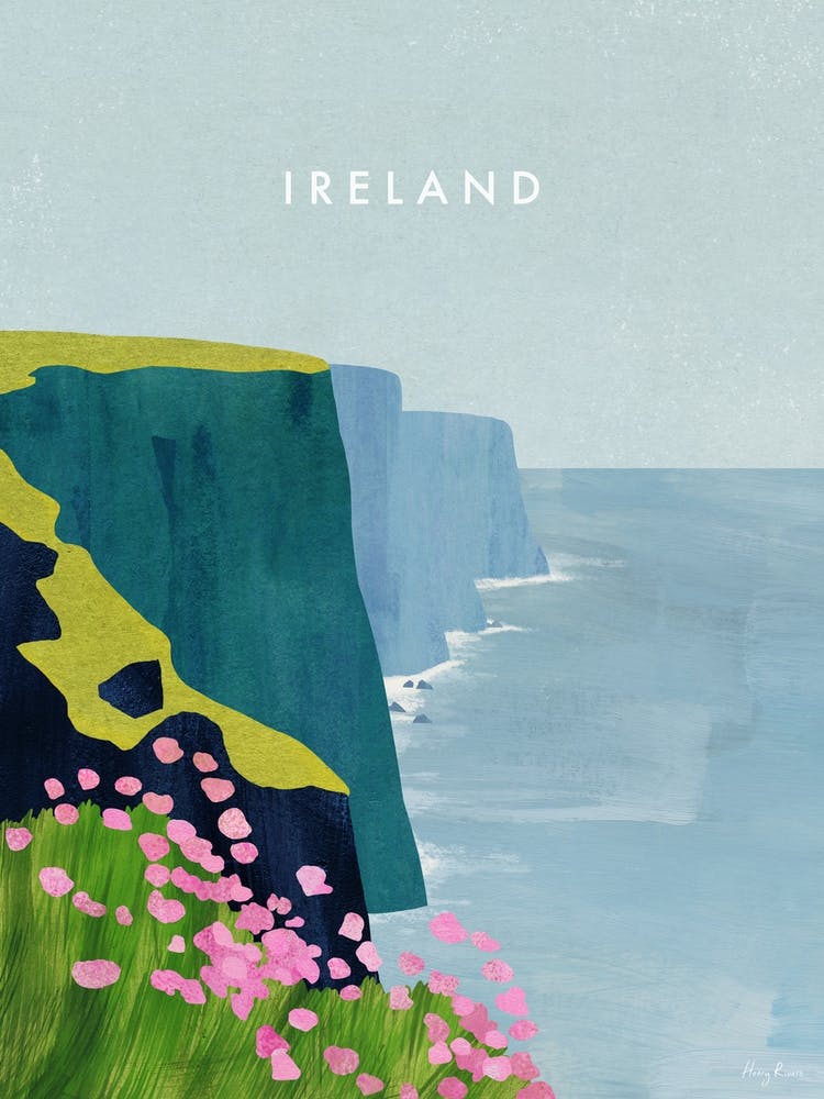 Ireland Vintage Travel Poster, Cliffs of Moher Minimalist