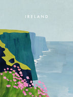 Ireland Vintage Travel Poster, Cliffs of Moher Minimalist