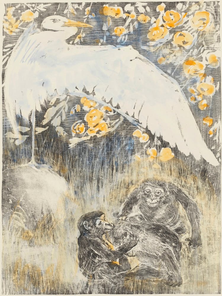 Heron With Three Monkeys (1905), Theo Van Hoytema