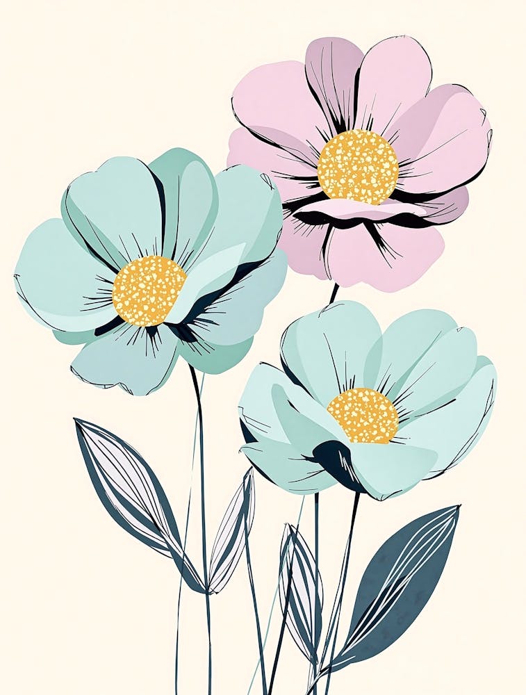 Whimsical Wild Blooms in a Soft Color Palette