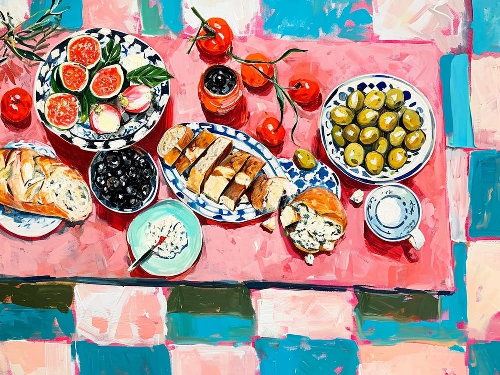 Mediterranean Platter Pink Checkerboard 2