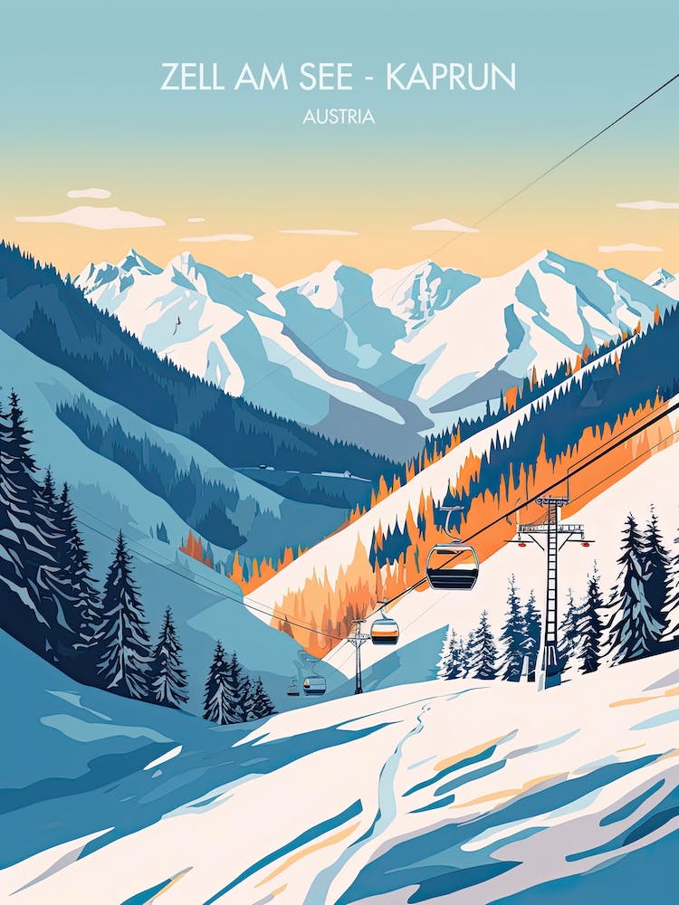 Poster Of Zell Am See   Kaprun   Austria, Ski Resort Illustration 2