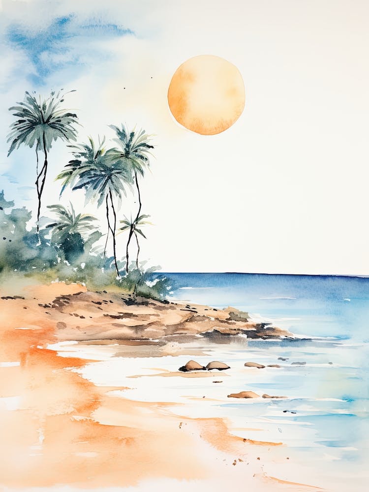 Watercolour Of Praia Da Rocha   Algarve Portugal 1