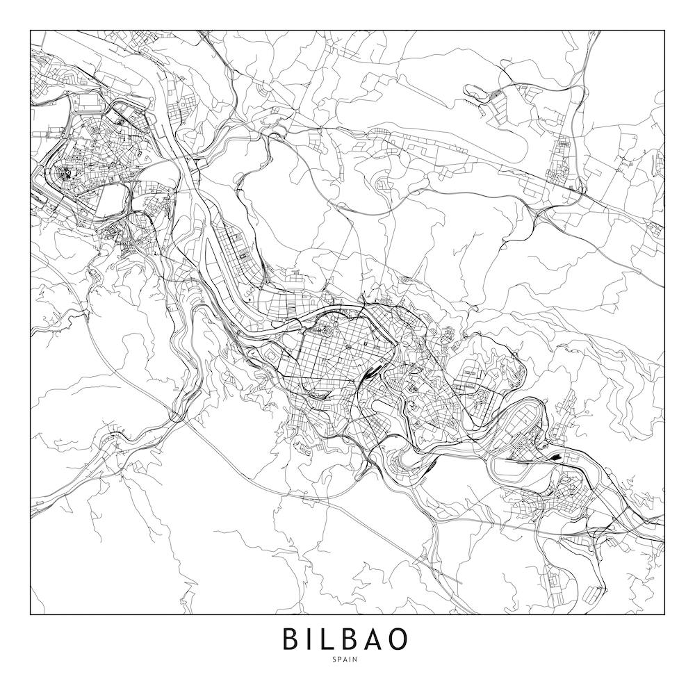 Bilbao White Map Square