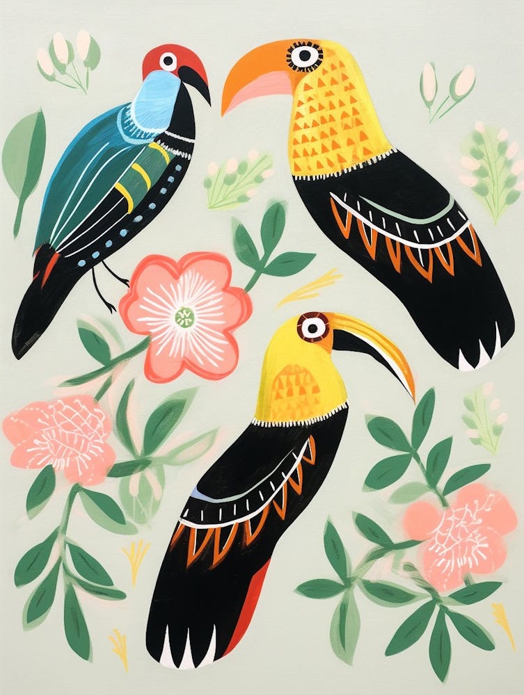 Peinture d'oiseau style folklorique Pélican