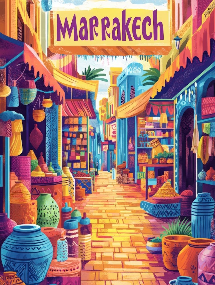 Aihrgdesign A 1970s Inspired Travel Poster For Marrakech 3