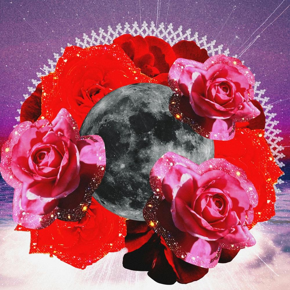 Sparkly Floral Moon Collage Square