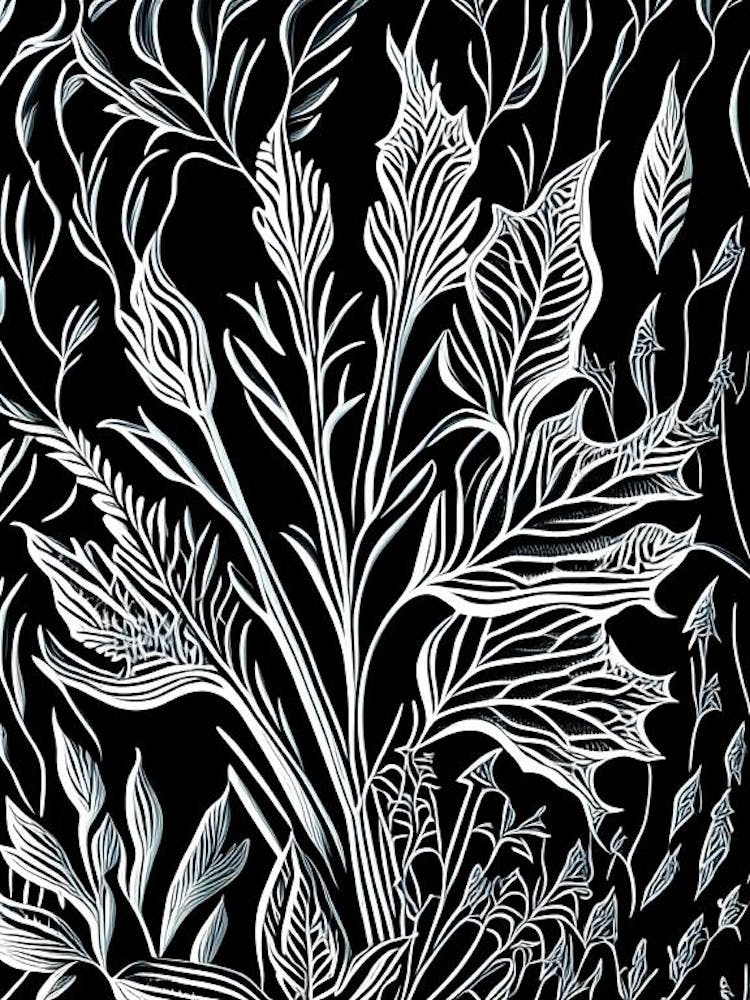 Lavender Leaf Linocut 3