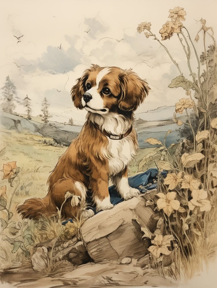 Storybook Animal Watercolour Dog