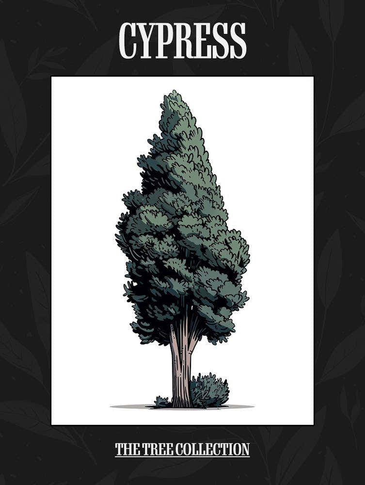 Cypress Tree Pixel Illustration 1 Poster