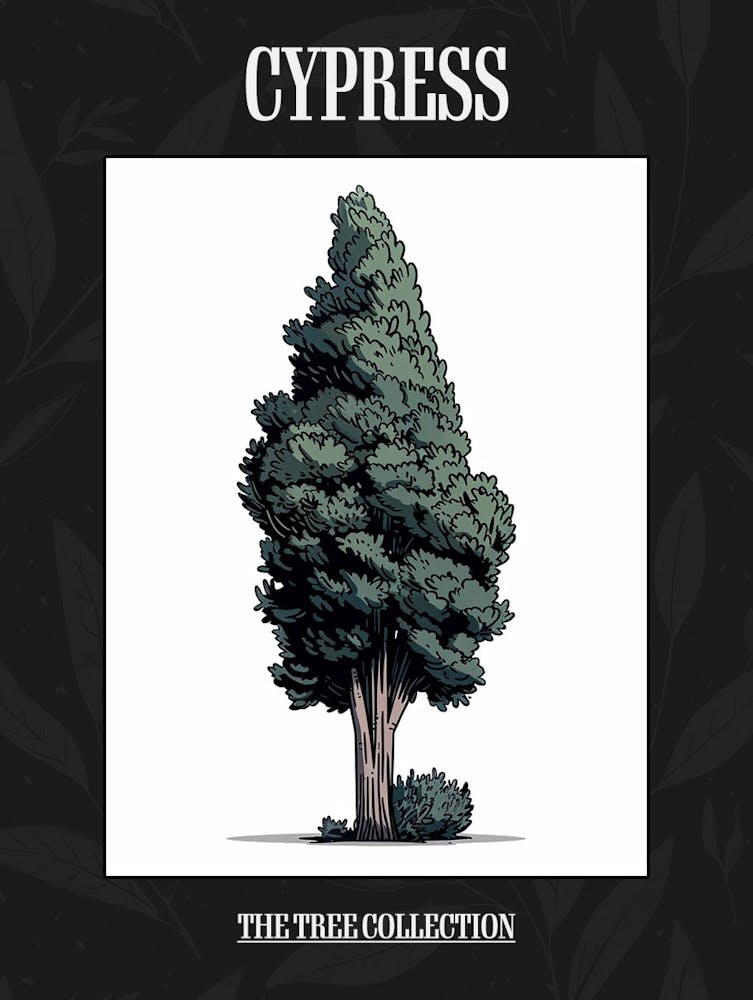 Cypress Tree Pixel Illustration 1 Poster