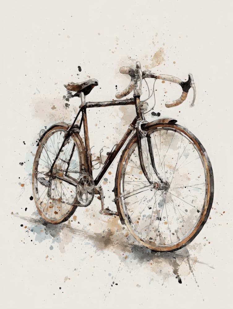 Aihrgdesign Isolated Watercolor Painting Of Vintage Bicycles 11