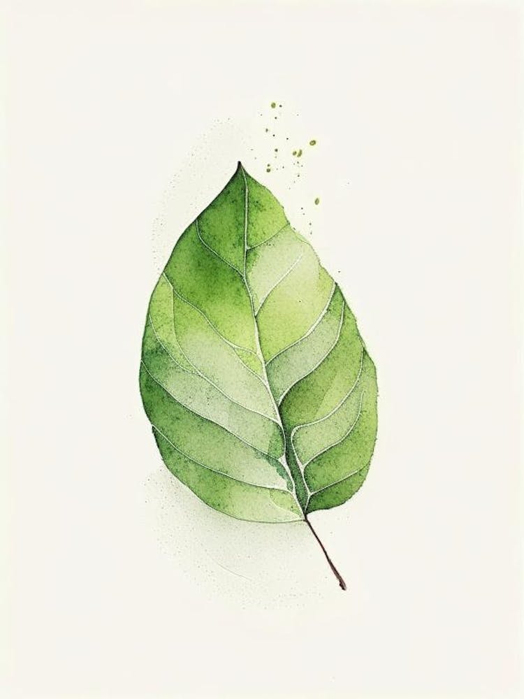 Avocado Leaf Minimalist Watercolour