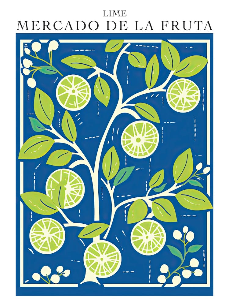 Mercado De La Fruta Lime Illustration 2 Poster