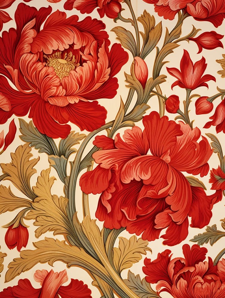 Wallpaper With Red Flowers