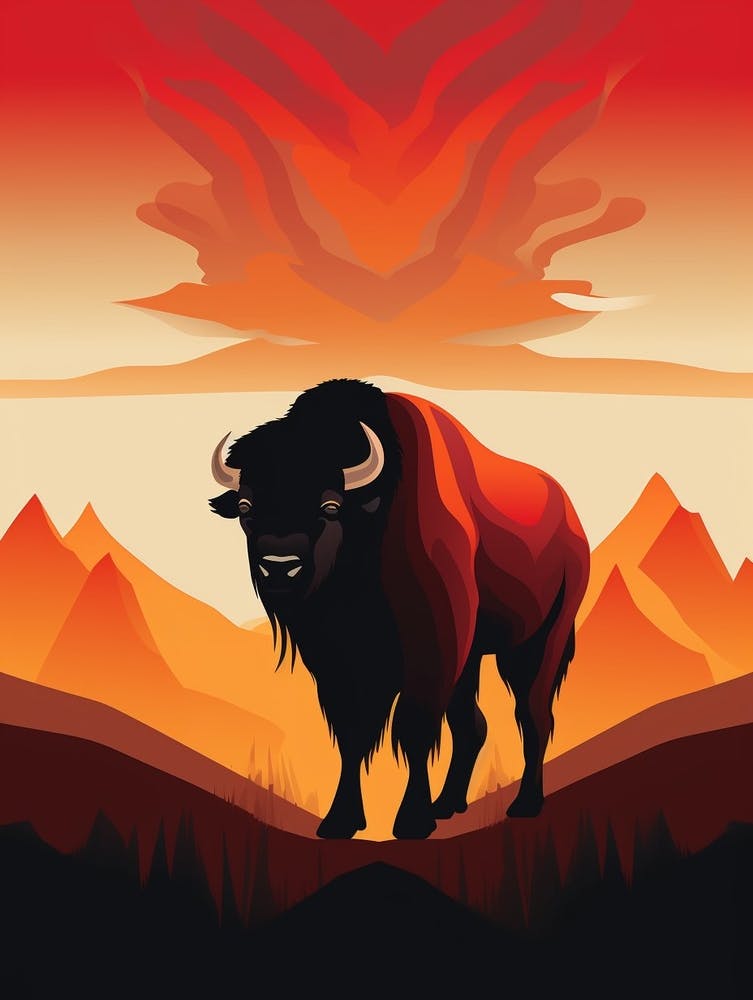 Bison Minimalist Abstract 4