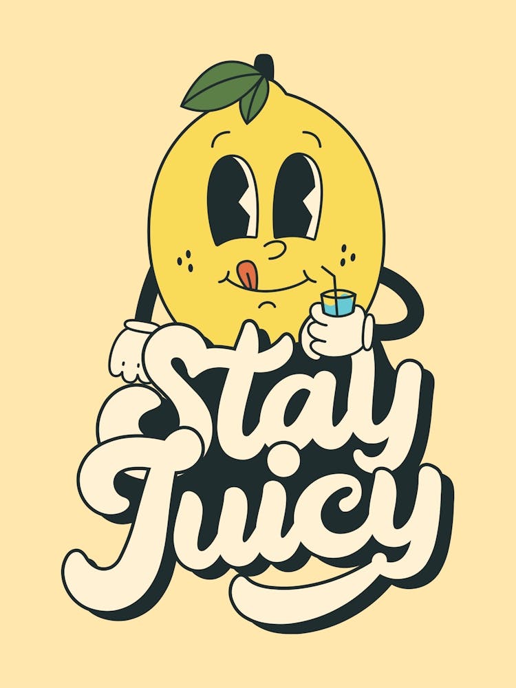 Retro Wall Art Vintage Decor Retro Cartoon Printable Art Retro Vintage Wall Art Stay Juicy Trendy Retro Poster