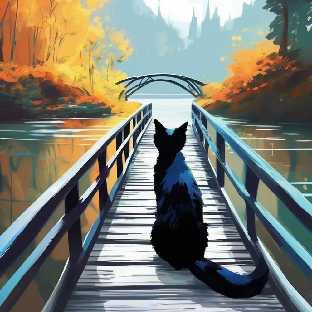monet Katze auf einer Brücke 1