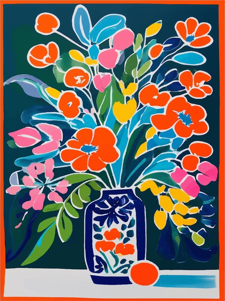 Colorful Flowers In A Vase 1