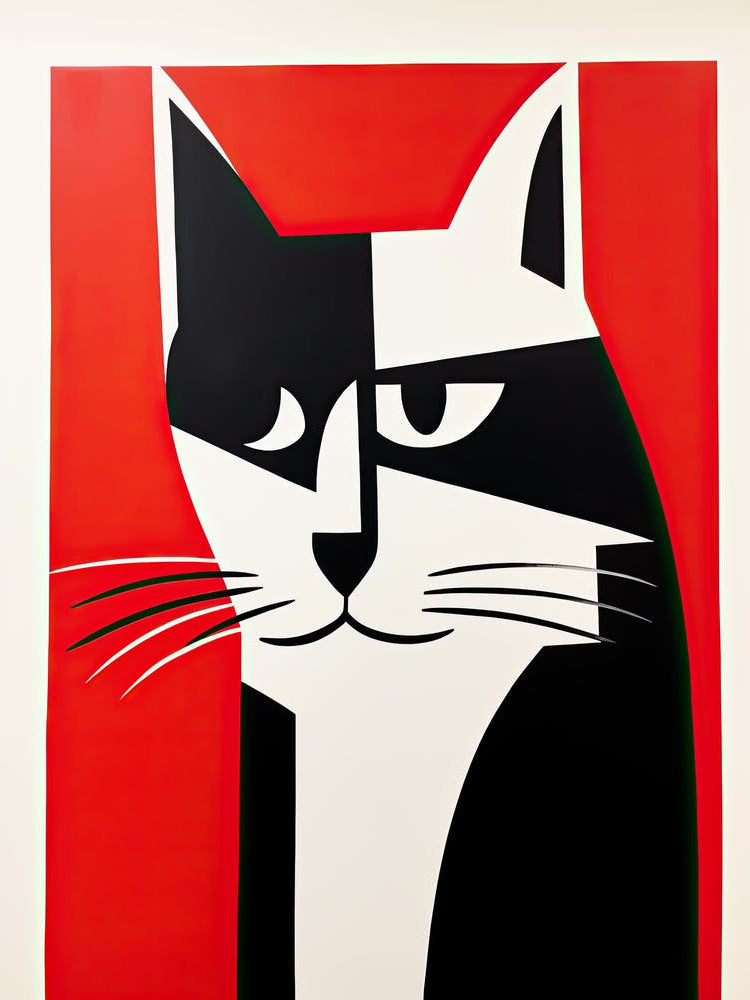 Geometry of Cat's Meow: Minimalist Cubist Elegance