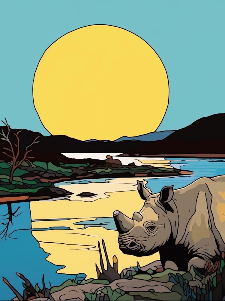 Simple Rhino Illustration Sunrise 1