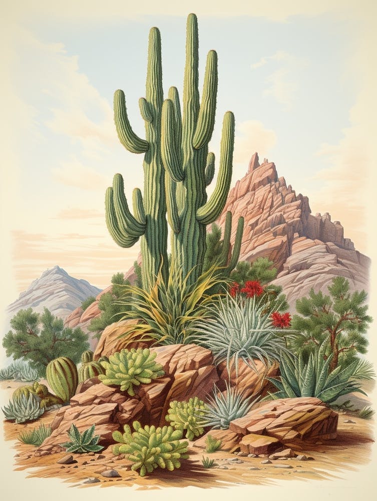 Illustration Vintage De Cactus - Cactus Tuyau D'Orgue