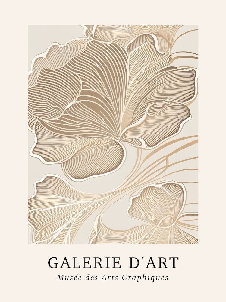 Galerie D'Art Abstract Abstract Beige Floral 2