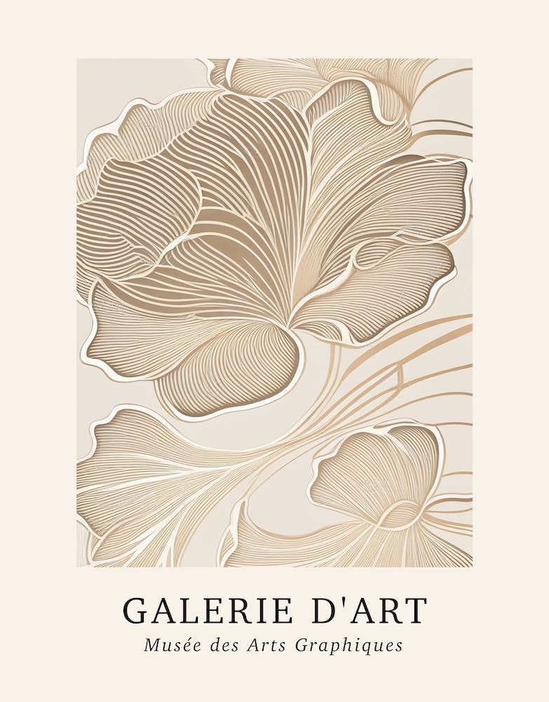 Galerie D'Art Abstract Abstract Beige Floral 2