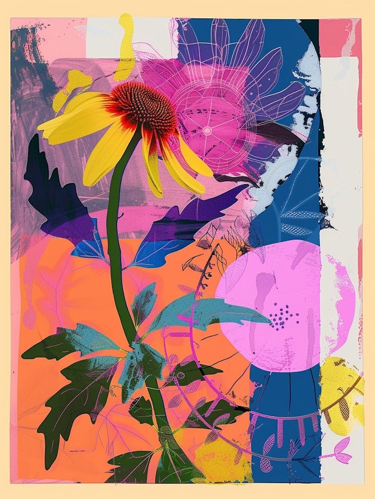 Cineraria 8 Neon Flower Collage