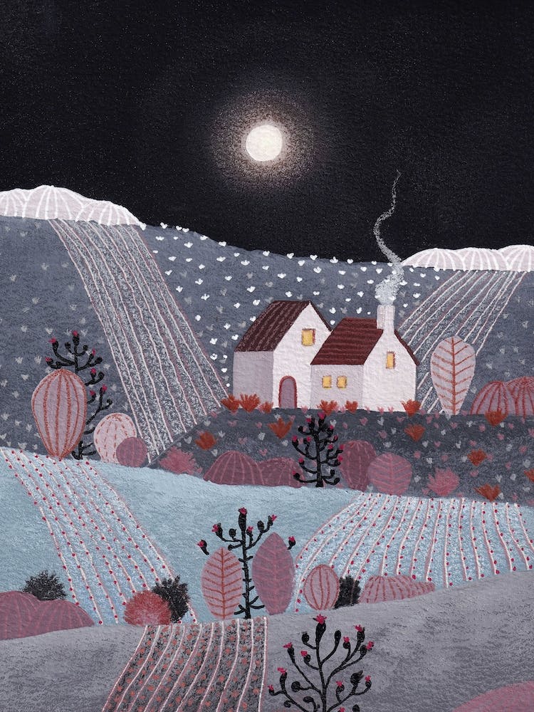 Midnight Landscape Full Moon