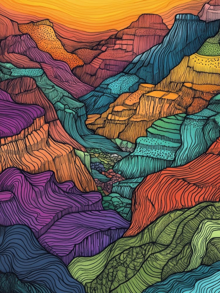 Colourful Mountain Illustration Poster 17