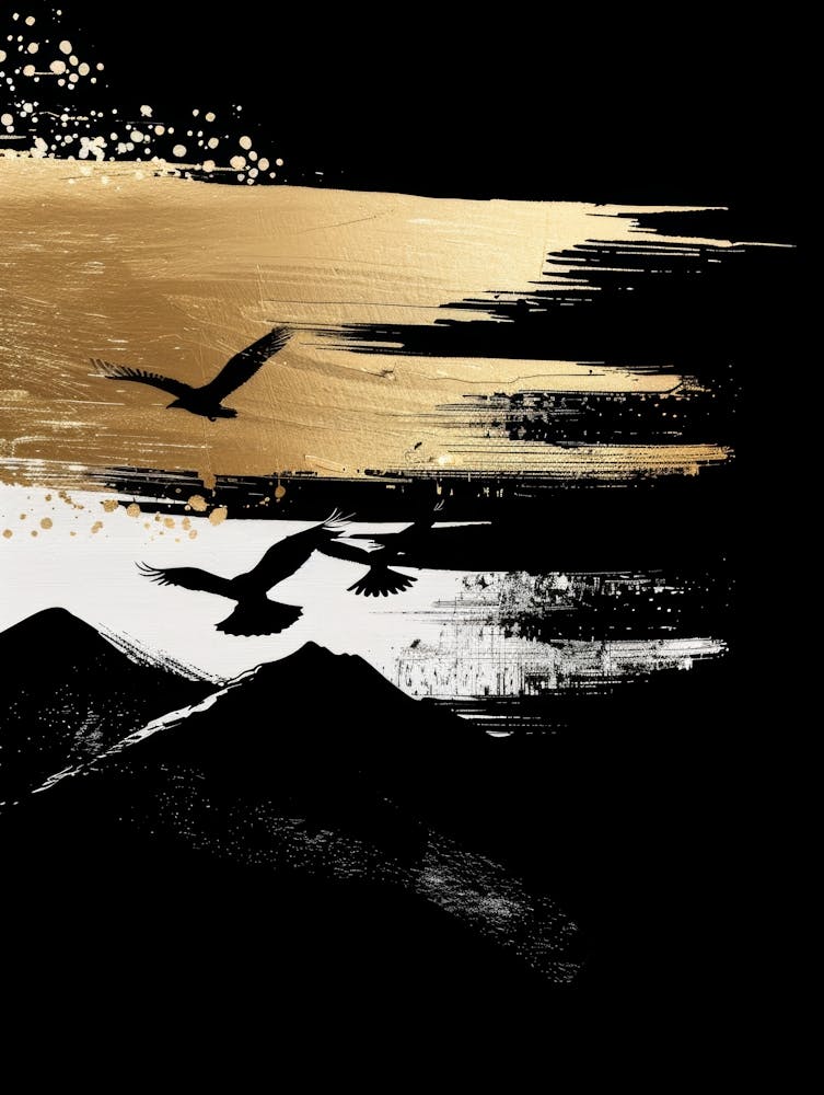 Black And Gold Birds 2
