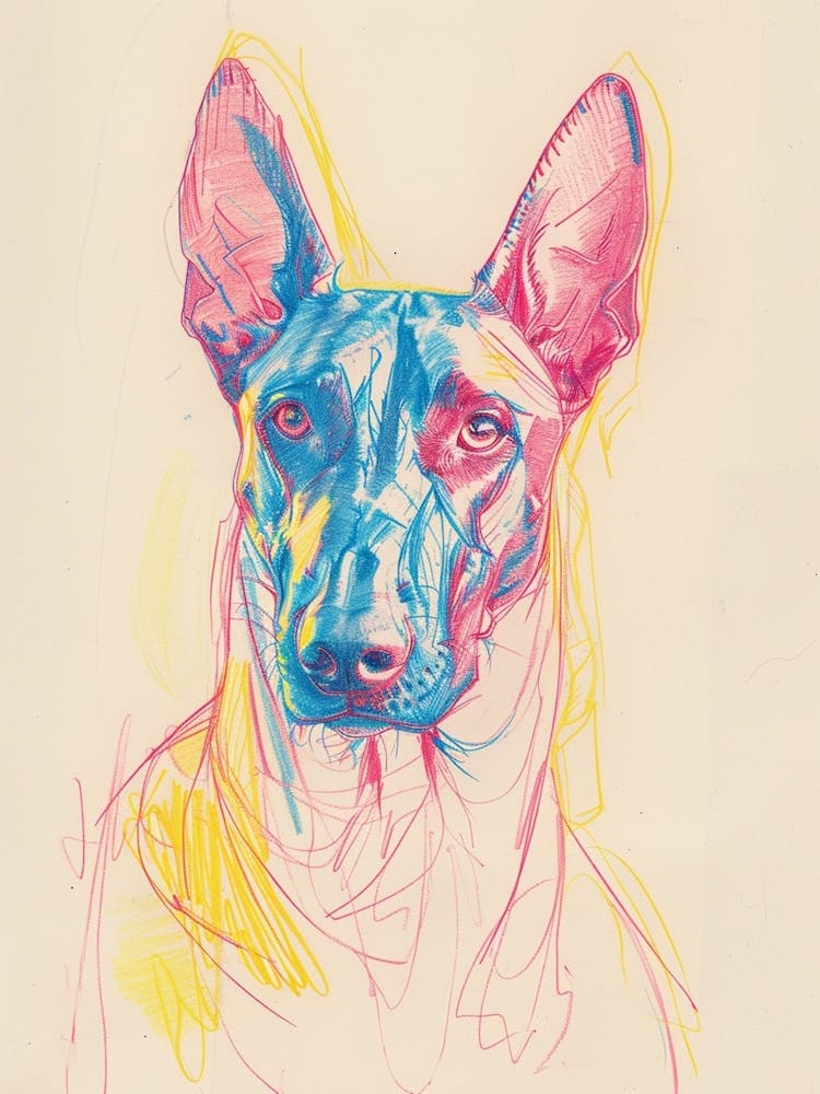 Pastell Aquarell Pharaoh Hound Hundeliniengrafik 3