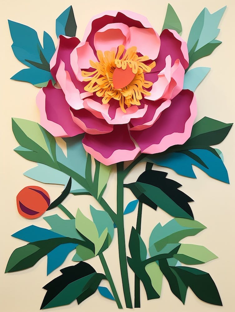 Cut Out Style Flower Art Peony 1