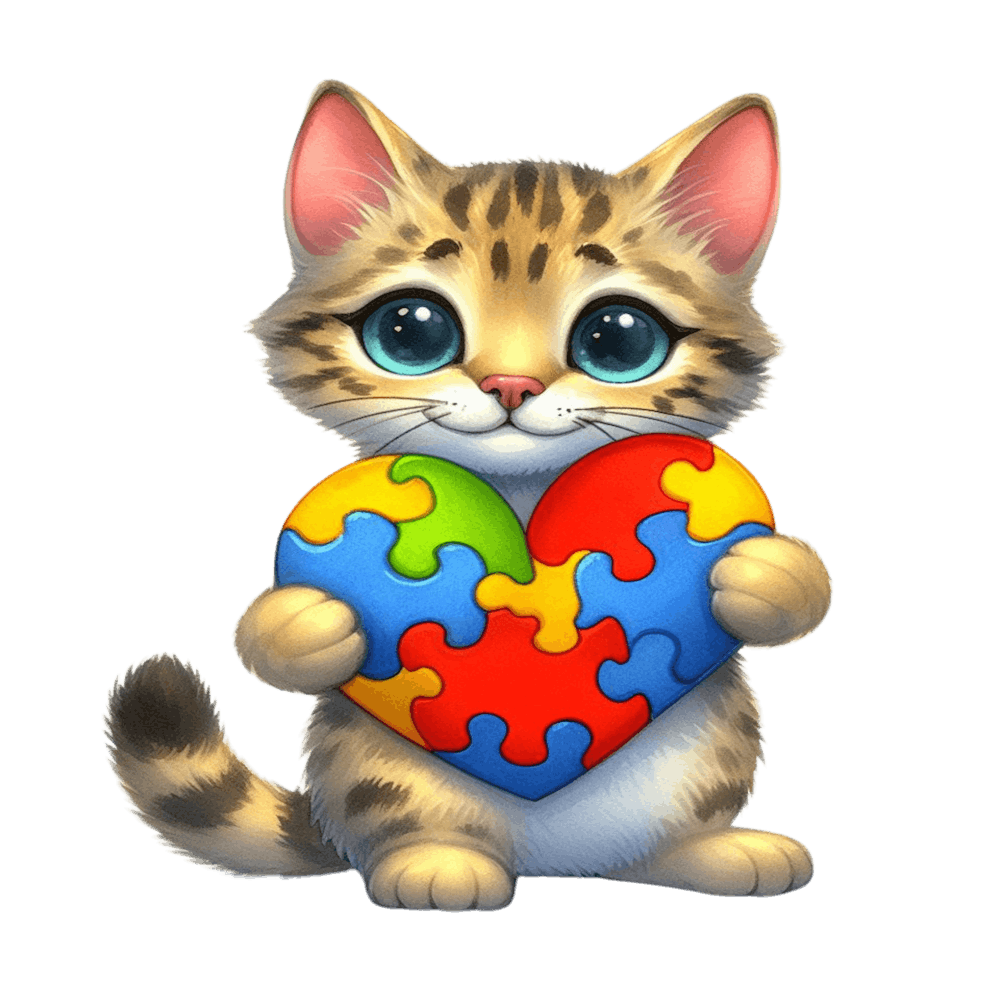 Autism Puzzle Piece Cat (Savannah)