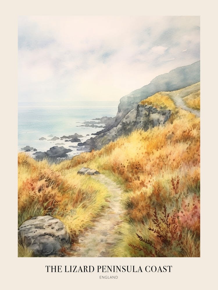 The Lizard Peninsula Coast Cornwall Uk Trail Poster