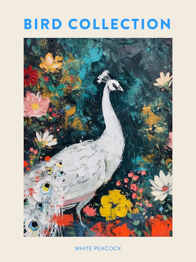 White Peacock Painting 1 Poster