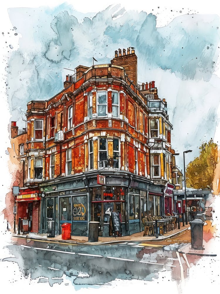 Tower Hamlets London Borough   Street Watercolour 2